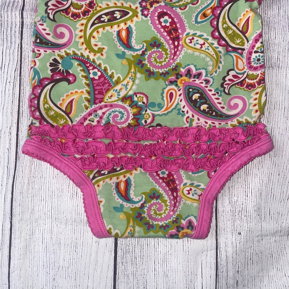 Vera Bradley Baby Pink-Trim Paisley One-Piece Bodysuit - Picture 3 of 5